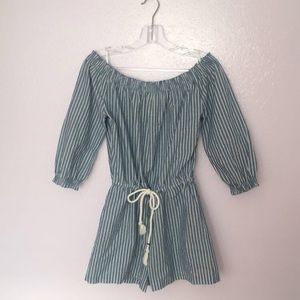 Blue and White stripped romper